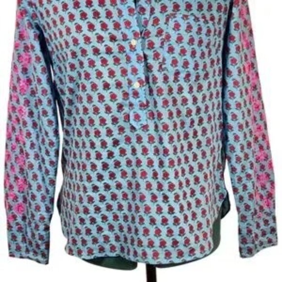 J. Crew Floral Print Classic Popover Cotton Shirt Medium Like New - Picture 5 of 12